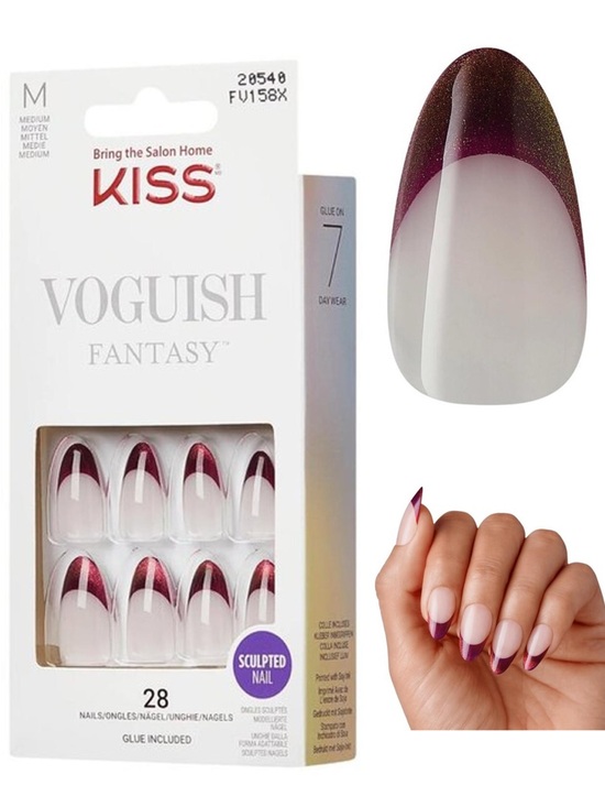 Kiss Other - KISS Voguish Fantasy Press-On Nails Natural Burgundy French Tips Passionable